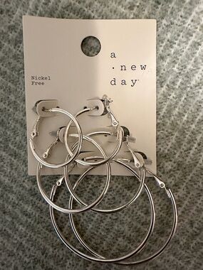 Target: a new day silver hoop earrings set of 3 pairs